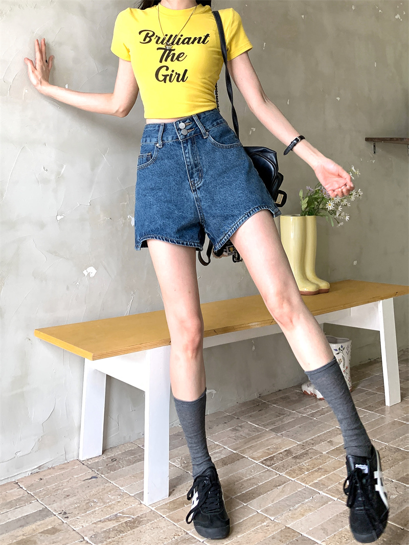 Blue denim shorts for women su - đánh giá và giá Shorts Denim Frayed
