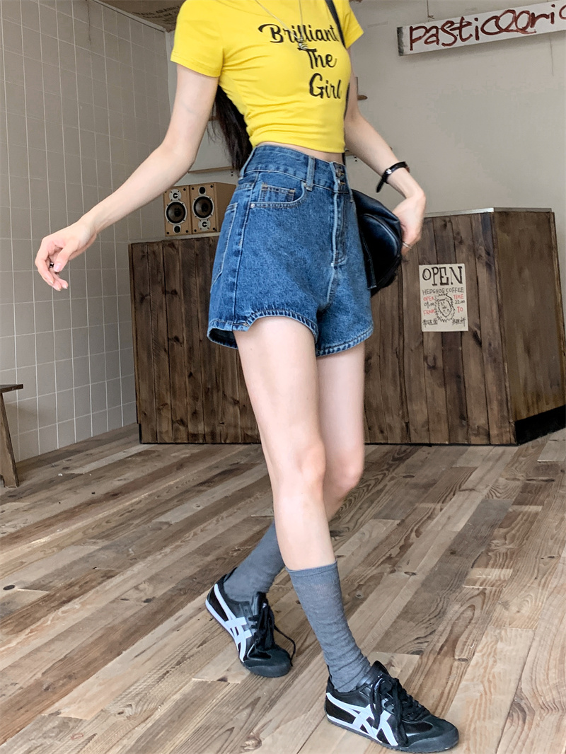 Blue denim shorts for women su - đánh giá và giá Shorts Denim Frayed