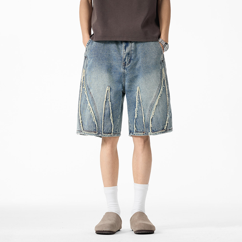 Men's Baggy Denim Jorts, Raw E - đánh giá và giá Shorts Denim Frayed