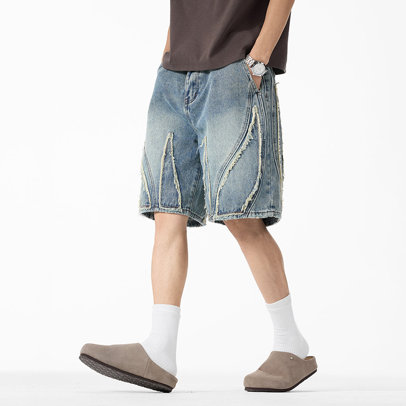 Men's Baggy Denim Jorts, Raw E - đánh giá và giá Shorts Denim Frayed